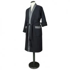 Vent Du Sud Peignoirs Et Chaussons De Bain PHENIX - Peignoir Coton Anthracite S-M -Gants de toilette Soldes phenix peignoir coton anthracite s m 2