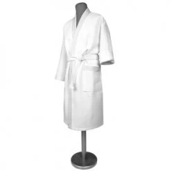 Vent Du Sud Peignoirs Et Chaussons De Bain PHENIX - Peignoir En Coton Blanc L-XL -Gants de toilette Soldes phenix peignoir en coton blanc l xl 2