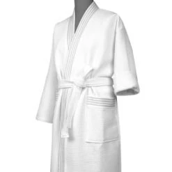 Vent Du Sud Peignoirs Et Chaussons De Bain PHENIX - Peignoir En Coton Blanc S-M -Gants de toilette Soldes phenix peignoir en coton blanc s m 2