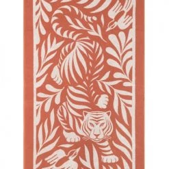 LA SERVIETTE PARIS Décoration De Jardin Serviette De Plage Coton Bio 500Gr/m² Motif Tigre Rouille/crème 90x170
