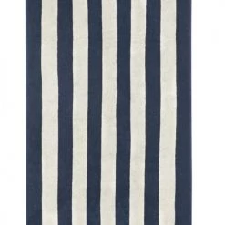 LA SERVIETTE PARIS Décoration De Jardin Serviette De Plage Coton Bio 500Gr/m² Rayures Bleu/crème 90x170