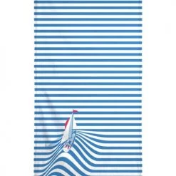 Juniqe Décoration De Jardin Serviette De Plage En éponge-velours En Blanc & Bleu 90x180