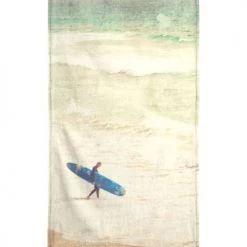 Juniqe Décoration De Jardin Serviette De Plage En éponge-velours En Blanc Ivoire & Bleu 90x180