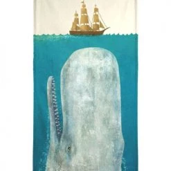 Juniqe Décoration De Jardin Serviette De Plage En éponge-velours En Blanc Ivoire & Bleu 90x180