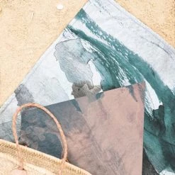 Juniqe Décoration De Jardin Serviette De Plage En éponge-velours En Blanc Ivoire & Gris 90x180 -Gants de toilette Soldes serviette de plage en eponge velours en blanc ivoire gris 90x180 3