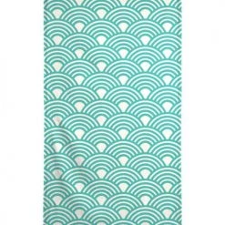 Juniqe Décoration De Jardin Serviette De Plage En éponge-velours En Blanc & Turquoise 90x180