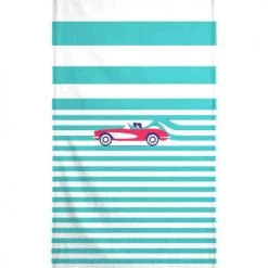 Juniqe Décoration De Jardin Serviette De Plage En éponge-velours En Blanc & Turquoise 90x180