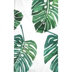 Juniqe Décoration De Jardin Serviette De Plage En éponge-velours En Blanc & Vert 90x180