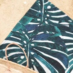 Juniqe Décoration De Jardin Serviette De Plage En éponge-velours En Blanc & Vert 90x180 -Gants de toilette Soldes serviette de plage en eponge velours en blanc vert 90x180 3