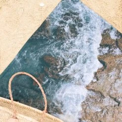 Juniqe Décoration De Jardin Serviette De Plage En éponge-velours En Bleu 90x180 -Gants de toilette Soldes serviette de plage en eponge velours en bleu 90x180 6