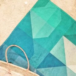 Juniqe Décoration De Jardin Serviette De Plage En éponge-velours En Bleu & Turquoise 90x180 -Gants de toilette Soldes serviette de plage en eponge velours en bleu turquoise 90x180 18