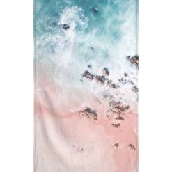Juniqe Décoration De Jardin Serviette De Plage En éponge-velours En Rose & Turquoise 90x180