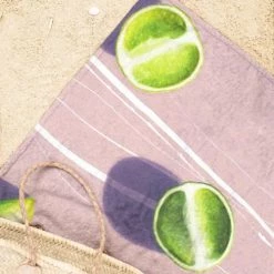 Juniqe Décoration De Jardin Serviette De Plage En éponge-velours En Rose & Vert 90x180 -Gants de toilette Soldes serviette de plage en eponge velours en rose vert 90x180 3