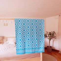 Le Comptoir De La Plage Décoration De Jardin Serviette De Plage éponge Velours Bleu Turquoise Mikonos 86 X 160 -Gants de toilette Soldes serviette de plage eponge velours bleu turquoise mikonos 86 x 160 1