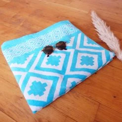 Le Comptoir De La Plage Décoration De Jardin Serviette De Plage éponge Velours Bleu Turquoise Mikonos 86 X 160 -Gants de toilette Soldes serviette de plage eponge velours bleu turquoise mikonos 86 x 160 4