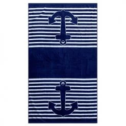 Le Comptoir De La Plage Accessoires Et Serviettes De Plage Serviette De Plage éponge Velours Jacquard Sailor 100x175 470g/m²