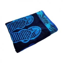 Le Comptoir De La Plage Accessoires Et Serviettes De Plage  Serviette De Plage éponge Velours Jacquard Soto Bleu 100 X 175 -Gants de toilette Soldes serviette de plage eponge velours jacquard soto bleu 100 x 175 1