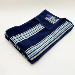 Le Comptoir De La Plage Accessoires Et Serviettes De Plage  Serviette De Plage éponge Velours Milonga Bleu Marine 90x170 400g/m² -Gants de toilette Soldes serviette de plage eponge velours milonga bleu marine 90x170 400g m2 3