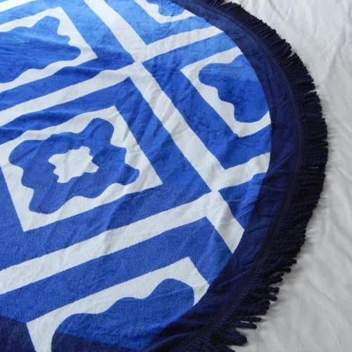 Le Comptoir De La Plage Accessoires Et Serviettes De Plage Serviette De Plage éponge Velours Ronde Bleue Seramiko 150 6 Le Comptoir De La Plage Accessoires Et Serviettes De Plage Serviette De Plage éponge Velours Ronde Bleue Seramiko 150 – Image 4