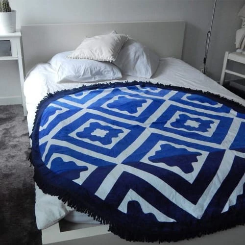 Le Comptoir De La Plage Accessoires Et Serviettes De Plage Serviette De Plage éponge Velours Ronde Bleue Seramiko 150 8 Le Comptoir De La Plage Accessoires Et Serviettes De Plage Serviette De Plage éponge Velours Ronde Bleue Seramiko 150 – Image 6