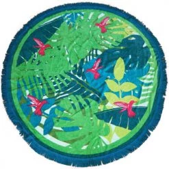 Le Comptoir De La Plage Accessoires Et Serviettes De Plage Serviette De Plage éponge Velours Ronde Vert Tsamba 150