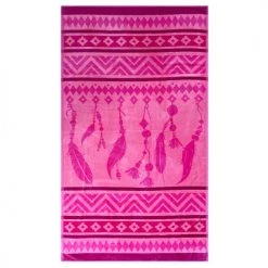 Le Comptoir De La Plage Décoration De Jardin Serviette De Plage éponge Velours Rose Bamba 86 X 160