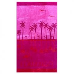 Le Comptoir De La Plage Décoration De Jardin Serviette De Plage éponge Velours Rose Flamingo 86 X 160