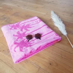 Le Comptoir De La Plage Décoration De Jardin Serviette De Plage éponge Velours Rose Flamingo 86 X 160 -Gants de toilette Soldes serviette de plage eponge velours rose flamingo 86 x 160 4