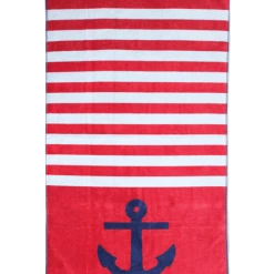 Le Comptoir De La Plage Décoration De Jardin Serviette De Plage éponge Velours Rouge Lunan 86 X 160