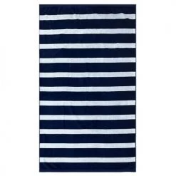 Le Comptoir De La Plage Accessoires Et Serviettes De Plage Serviette De Plage éponge Velours Transat Navy 100x175 470g/m²