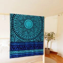 Le Comptoir De La Plage Décoration De Jardin Serviette De Plage Luwatu Bleu 86 X 160 -Gants de toilette Soldes serviette de plage luwatu bleu 86 x 160 1