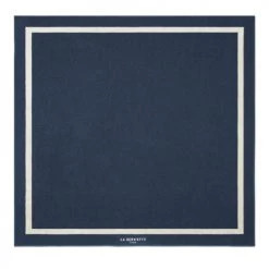 LA SERVIETTE PARIS Accessoires Et Serviettes De Plage  Serviette De Plage XXL Coton Bio 500Gr/m² Bleu Cadre Crème 200 X 200