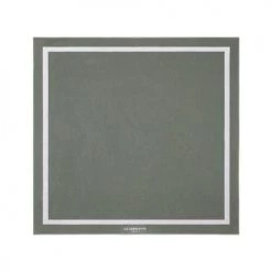 LA SERVIETTE PARIS Décoration De Jardin Serviette De Plage XXL Coton Bio 500Gr/m² Gris Cadre Blanc 200x200