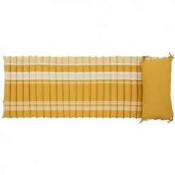 Maisons Du Monde Accessoires Et Serviettes De Plage  Tapis En Coton écru Et Jaune Moutarde 60x170